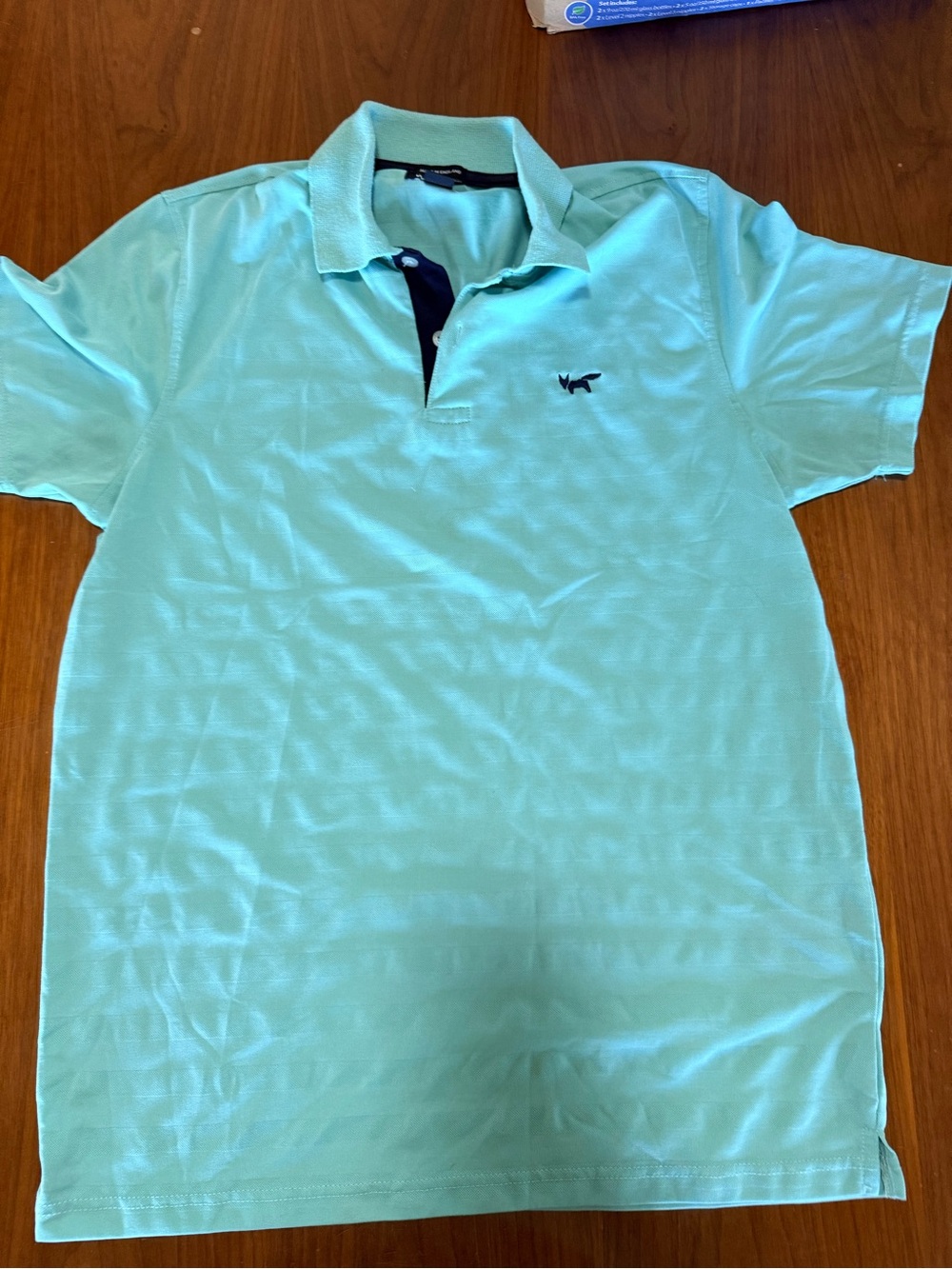 Classic Short-Sleeve Polo in Mint with Contrast Placket Wolsey Sz m